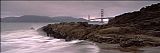 Bridge Canvas Paintings - Waves Breaking on Rocks, Golden Gate Bridge